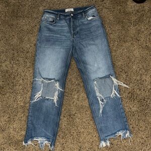 We The Free Blue Ankle Cropped Jeans Distressed
